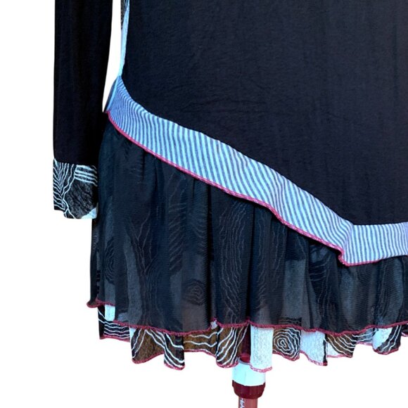 KAKTUS - Black Abstract Layered Long Sleeve TopTunic Dress – Size S - Picture 4 of 9
